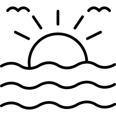 Sunny Beach yaz ikonu taslak tarzında