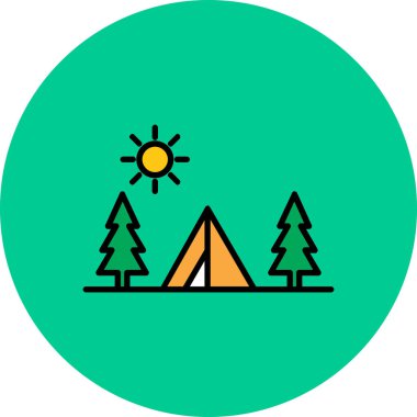 Orman çadırı ikon vektörü. İnce çizgi işareti. izole edilmiş sınır sembolü çizimi