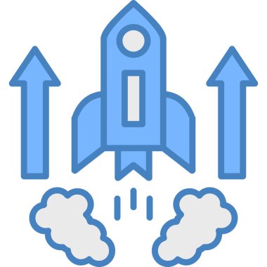 Roket. Web simgesi basit illüstrasyon