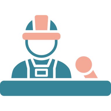 İnşaat mühendisi ikonu. Miğfer ve miğfer simgelerinin ana hatları. vektör.