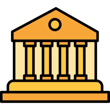 Banka binası simgesi rengi dış hat vektörü