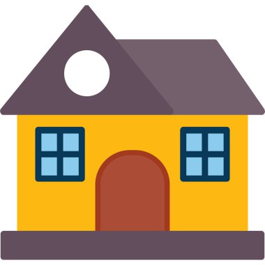 ev düz simgesi, vektör illüstrasyonu