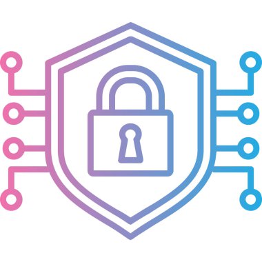 Siber asma kilit ikonu. Web için asma kilit vektör simgelerinin özet çizimi