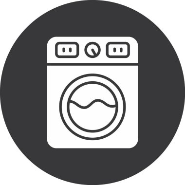 Çamaşır Makinesi Vektörü Kabartma Simgesi Tasarımı