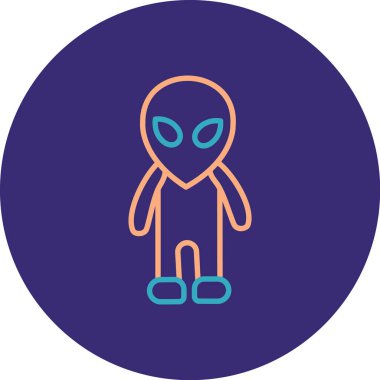 Çemberdeki sevimli uzaylı. Düz biçimdeki vektör illüstrasyonu