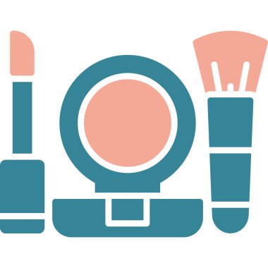 makyaj fırçası ve palet simgesi, vektör illüstrasyonu