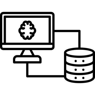 Dişliler ve veritabanı ikon vektör illüstrasyon tasarımlı bilgisayar monitörü