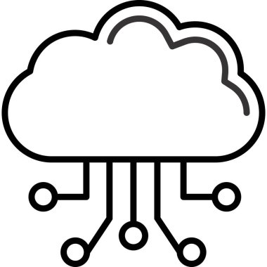 Ana hatlar biçiminde bulut veri depolama simgesi