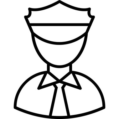 Kravat ve şapka ikonlu erkek avatarı, çizgi biçimi