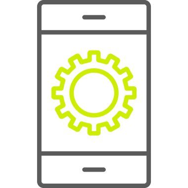 Akıllı telefon vektör simgesi ayarlanıyor. biçim iki renkli düz sembol, eko yeşil ve gri renkler, yuvarlak açılar, beyaz arkaplan.