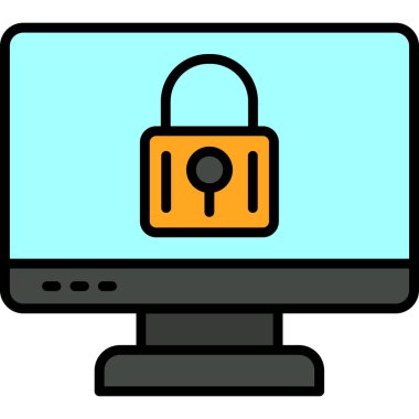 Bilgisayar kilidi. Web simgesi basit illüstrasyon