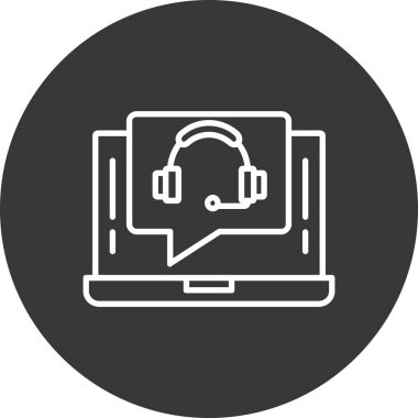 Bilgisayar monitörü ve kulaklığın modern ikonunun vektör illüstrasyonu