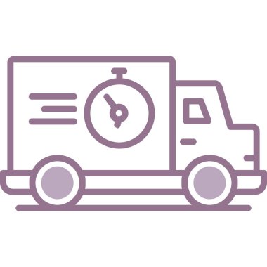 saat, servis ve lojistik vektör illüstrasyon tasarımlı dağıtım kamyonu