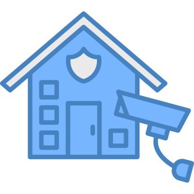 ev güvenliği koruma simgesi doldurulmuş dış hat biçiminde