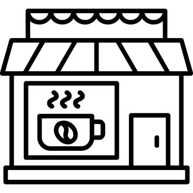 Kahve dükkanı simgesi, vektör illüstrasyonu