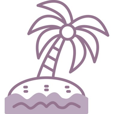 plaj palmiye ağacı simgesi ana hatları ile