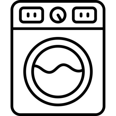 çamaşır makinesi simgesi. Beyaz arkaplanda izole edilmiş web tasarımı için anahat makine vektör simgesi