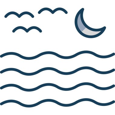 deniz ve okyanus simgesi, vektör çizimi beyaz arkaplanda izole edildi