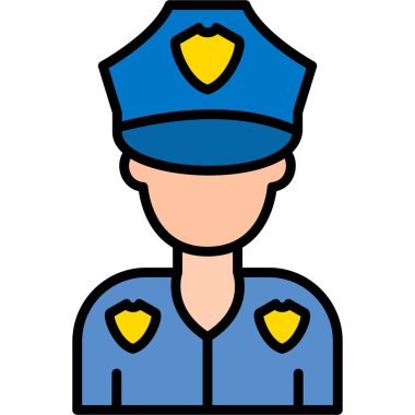 Beyaz arkaplanda izole edilmiş düz stil polis simgesi