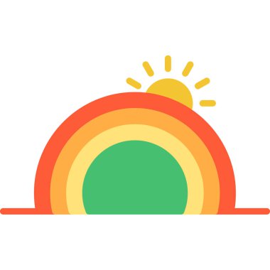 Güneş düz simgesi beyaz arka plan, vektör, illüstrasyon izole