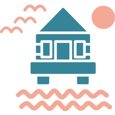 Plaj evi ikonu illüstrasyon vektör tasarımı