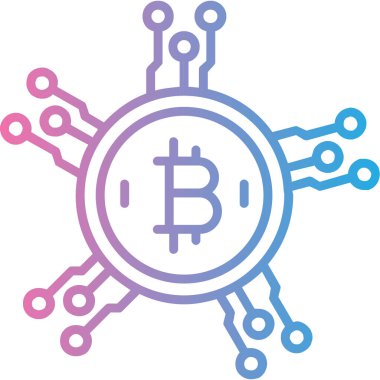 Sanal para kripto dijital simgesi ana hat biçiminde