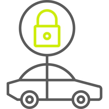 güvenlik araba koruma simgesi ana hat biçiminde