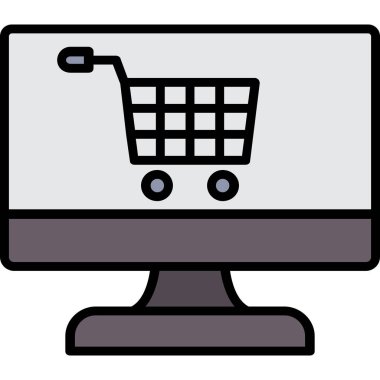 Alışveriş arabalı bilgisayar arabası, online dükkan.