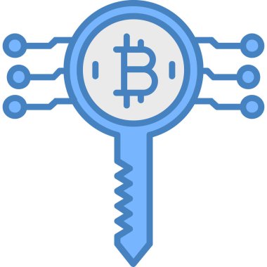 anahtar bitcoin simgesi. vektör illüstrasyonu