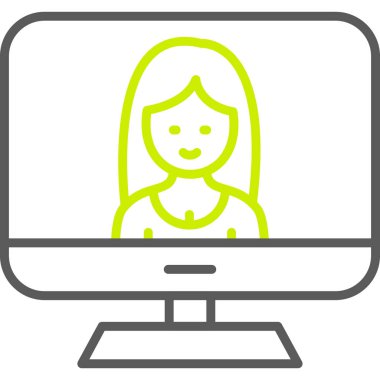 Dizüstü bilgisayar simgesi çizimi olan kadın