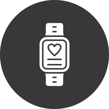 Kalp simgesi ile akıllı twatch, basit vektör illüstrasyonu