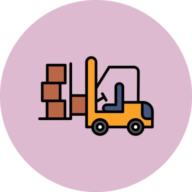 Kutu ikonlu kamyon. Teslimat hizmeti sembolü. vektör illüstrasyonu