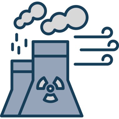 Fabrika kirliliği çevresel ikonu - ana hatlar biçiminde