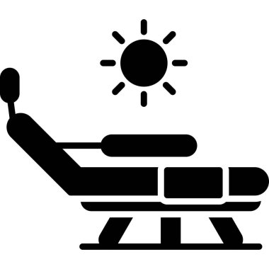 Güneş ve sahil ikonu, vektör illüstrasyonu