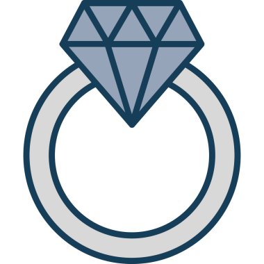 Elmas yüzük düğün simgesi doldurulmuş taslak biçiminde