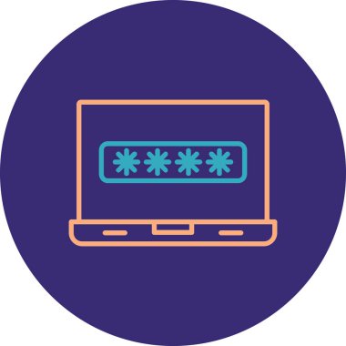 Bilgisayar ekranı vektör simgesi. biçim düz yuvarlak sembol, mor renk, yuvarlak açılar, beyaz arkaplan.