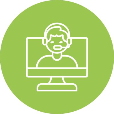 Çağrı merkezi simgesi. Web için çağrı merkezi vektör simgelerinin özet çizimi