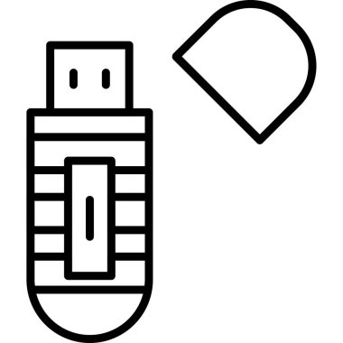 usb flash disk simgesi ana hatları vektörü. sürücü