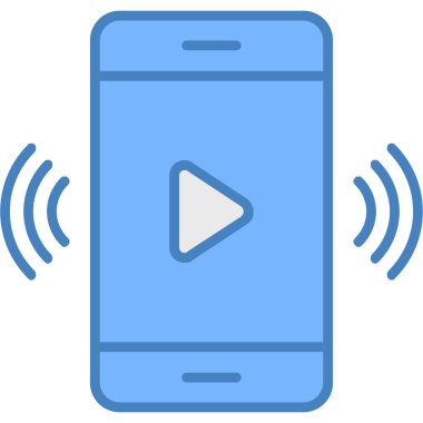 Mobil işaret simgesine sahip telefon, vektör illüstrasyonu