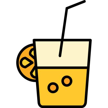 Meyve suyu ikonu iç. taslak içecek içecek vektör simgesi rengi düz izole