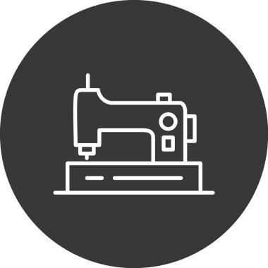 Dikiş makinesi simgesi beyaz arkaplanda basit bir şekilde.