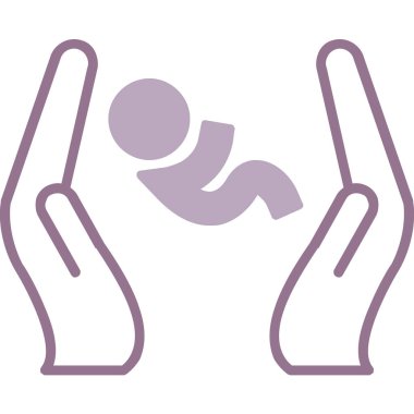 Bebek elleri aşk ikonunda el ele tutuşuyor, düz stil.