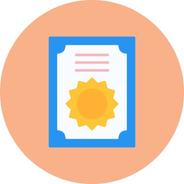 Sertifika. Web simgesi basit illüstrasyon