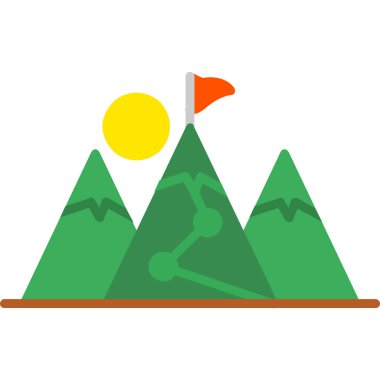 Bayrağı ve ağacı olan bir dağın vektör çizimi