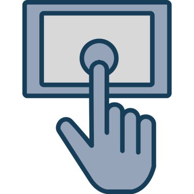 Dizüstü bilgisayar ikonu olan el. vektör illüstrasyonu