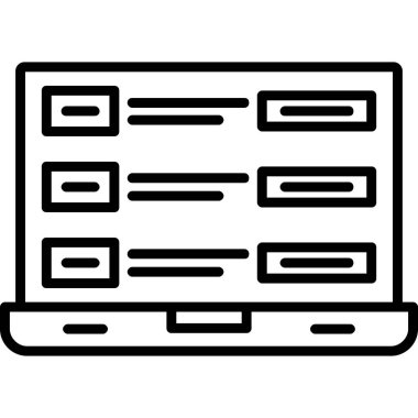 veritabanı vektör simgesi, basit satır illüstrasyonu