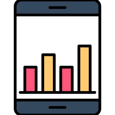Smartphone ile grafik simgesi, illüstrasyon vektör