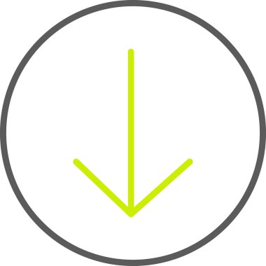 aşağı ok aşağı yuvarlanmış ok vektör dış çizgi simgesi.