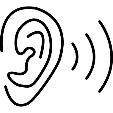 Kulak sesi ikonu. Beyaz arkaplanda izole edilmiş web tasarımı için ana kulak işitme vektör simgesi