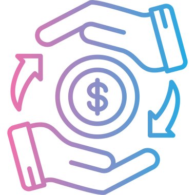 El ele tutuşan dolar sembolü vektör illüstrasyon tasarımı